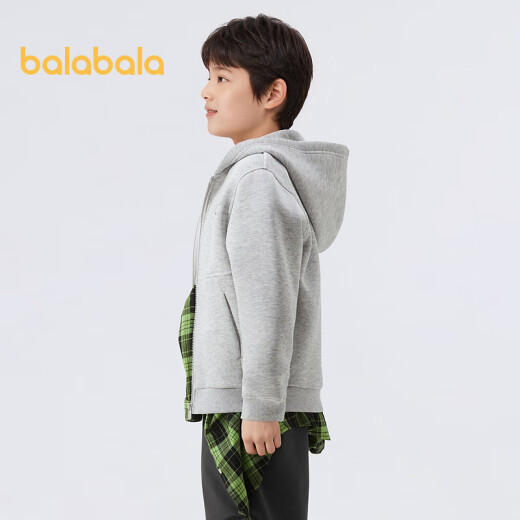 Balabala children's clothing children's jacket boys big children spring sports cool girls hooded [same style in shopping malls] light gray 150cm