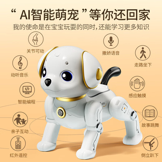 Sodi Perro robot inteligente Juguete para niños Programación para niños Truco Robot de control remoto Educación temprana Bebé Regalo de cumpleaños Control de voz táctil-Programación-Control remoto Perro robot