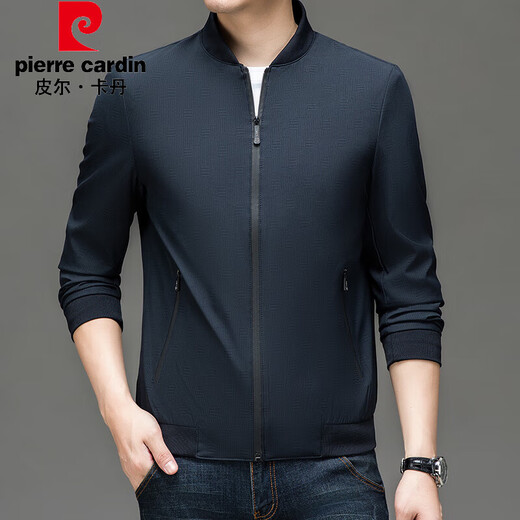 Pierre Cardin High-End Brand Jacket Herren Frühling und Herbst Grundstil nicht einfach zu falten Geschäft Pendler Casual Stand Collar Jacke Executive Jacket 9903 Blau M.