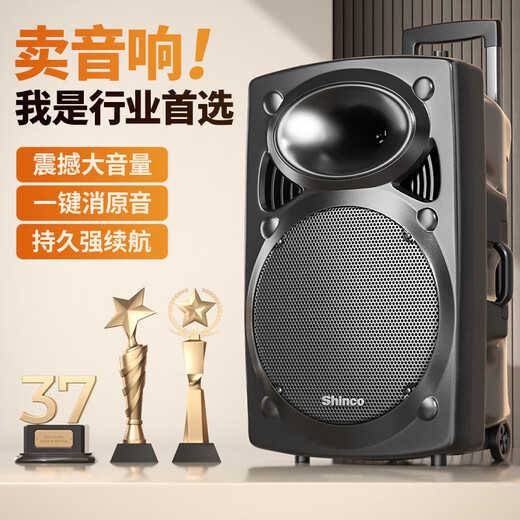 Xinke Square Dance Audio High Power Subwoofer Mobile Outdoor Karaoke Bluetooth Trolley Microphone 12-inch Speaker Amplifier Wireless Microphone Stall Speaker 12-inch Subwoofer Remote Control + No Microphone