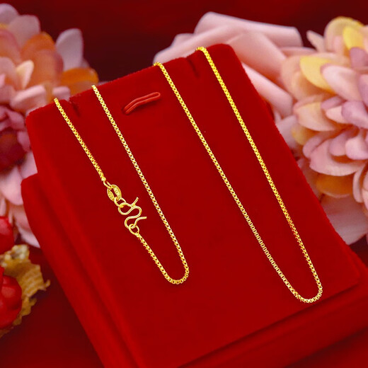 Fat Donglai's same shiny k gold necklace new 24 yellow female 3d hard gold 999 gold not easy to break O-shaped chain O-shaped necklace 1.18g