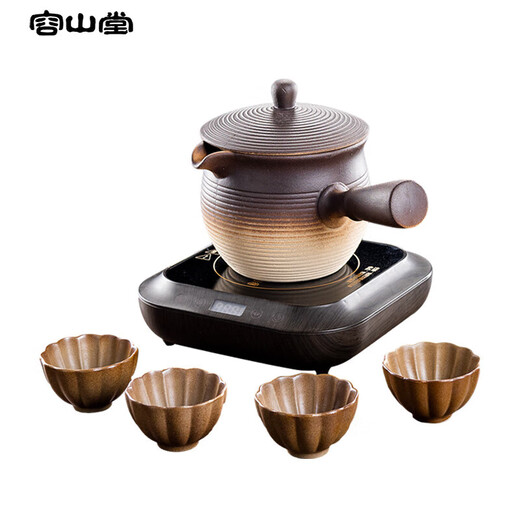 Rongshan Tang Weihuo Teekanne Dosen Teekannen und Teekannen gebackene Milchtöpfe Outdoor Elektrokeramik Kochen Teekannen Milch Teekannen und Kaffeetöpfe extra großer Größe grobe Kaffee Innere Glaze Teapot Eine Perlen vier Tassen-1 1050ml