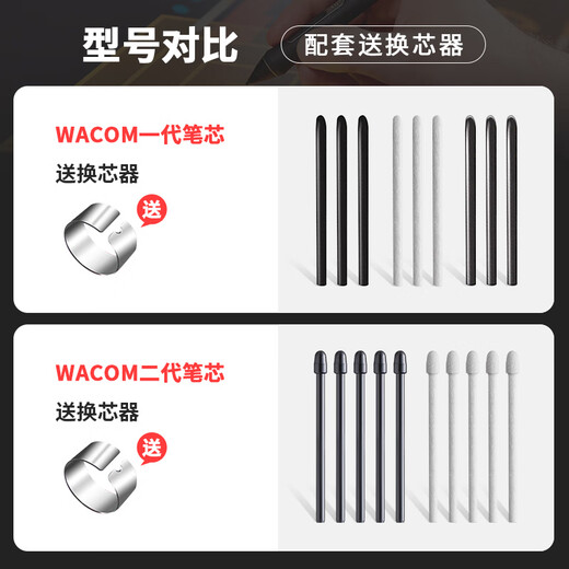 Wacom数位板标准笔芯CTL672/472/6100/4100WL取笔器柔韧毛毡笔尖 Wacom One 原装毛毡笔芯10支装 0x0cm