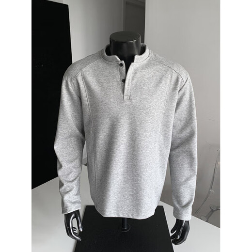 Vancl Eslite (VANCL) American Polo Henry shirt men's long-sleeved T-shirt spring and autumn trend cleanfit inner casual men's base sweatshirt black M