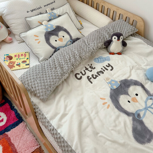 MOEDOOBIE 100% Cotton Beanie Quilt Cover Children's Category A Infant and Toddler Autumn and Winter Soybean Quilt Thickened Universal Cover Blanket Large Edition - Strawberry Rabbit without Core 120*150 Beanie Blanket (with zipper, can be used as a quilt cover)