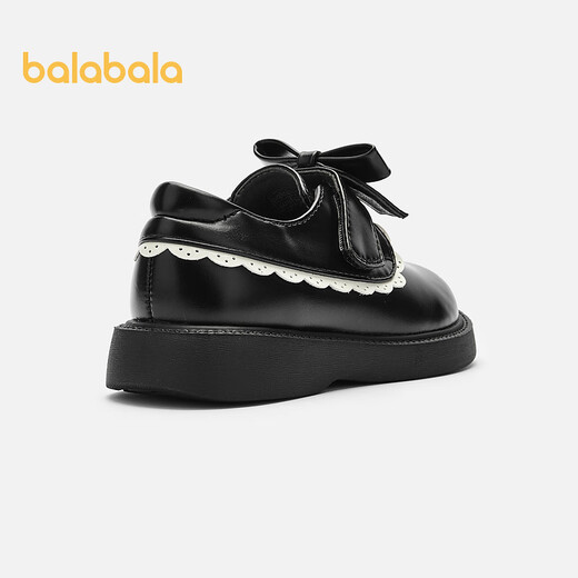 Balabala Girls Princess Shoes Literary Retro Literary Spring and Autumn Baby Sweet Trendy Small Leather Shoes Black 90001 36 Size