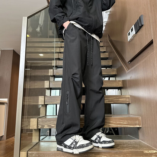 杉努（SHANNU）冲锋机能裤子男春秋冬季美式工装防泼水防风伞兵休闲长裤 K736黑色 L