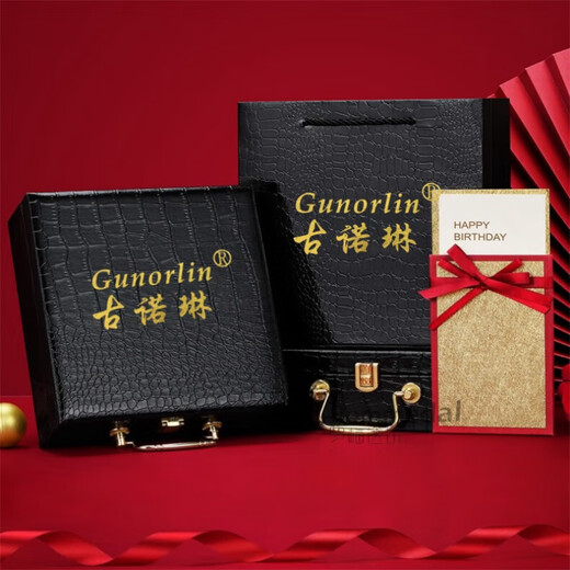 Gunorine Gunor Lin Brand Men's Noust Style Top Top Layer Business Couche de vache décontractée CELaire de vache de vache Men Gift d'anniversaire pour papa G653 Ceinture noire plate 115cm [boîte cadeau haut de gamme] 115cm pour les autres tailles Veuillez passer une commande de note