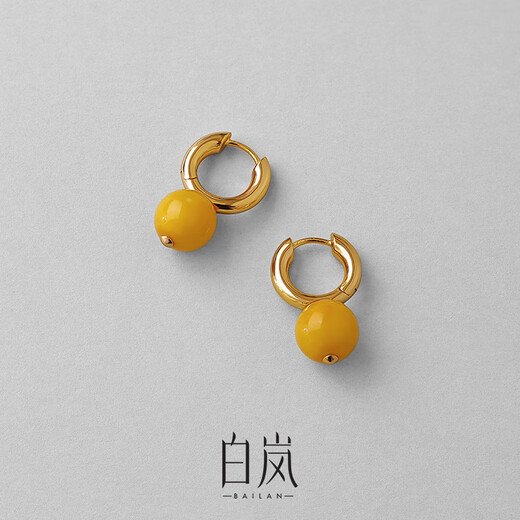 Bailan beeswax earrings for women, 925 silver earrings, design, light luxury, fashionable, elegant, high-end temperament, birthday gift for wife, beeswax earrings (10-10.5mm)
