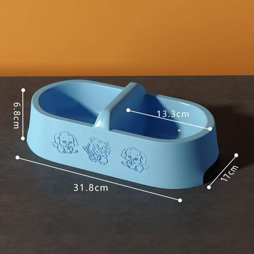 Shantou Lincun cat bowl and dog bowl Internet celebrity anti-knock cat rice bowl automatic drinking water bowl dog food bowl double food bowl cat medium double bowl sky blue suitable for 5 to 5