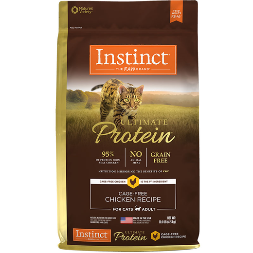 INSTINCT Bailey cat food for adult cats, classic grain-free fattening, high-protein chicken nutrition, Belle complete cat food 4 pounds/10 pounds, high-protein chicken 10 pounds (25.7) 0g