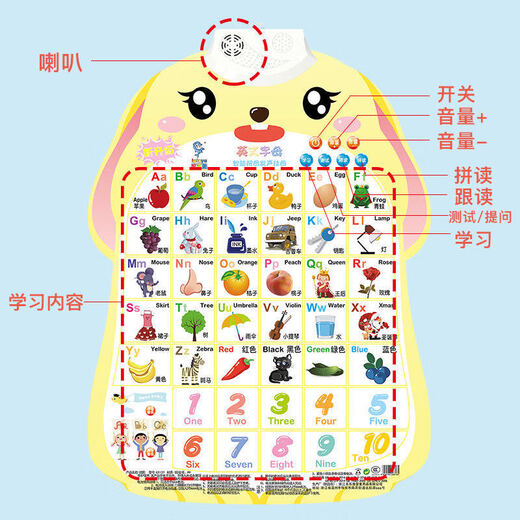Yu Senyi [48 Stunden Versand] [Hakenbatterie senden] Baby und Kinder frühkindliche Bildung Audio Bild Pinyin Alphabetisierung und Sprachlernen Kombination: Pinyin Mathematik 1 bis 100