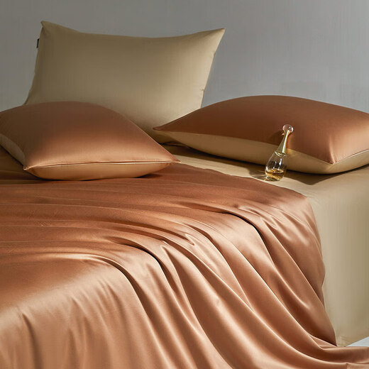 Duo Love the four-piece set of bed 100 light luxury cotton sheets and quilt covers four-piece set of 1.8 bed 229*230cm orange