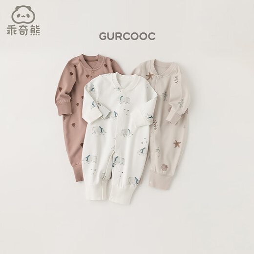 
Guaiqi Bear baby clothes spring and autumn pajamas men and women ones-pieces pure cotton newborn hai clothes crawling clothes pure cotton autumn and winter clothes