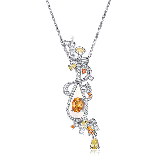 Muye Natural Colored Treasure 925 Silver Fanta Gemstone Chain Feitian Pipa Necklace for Women Original Design Dual-Purpose Accessory Feitian Pipa Necklace