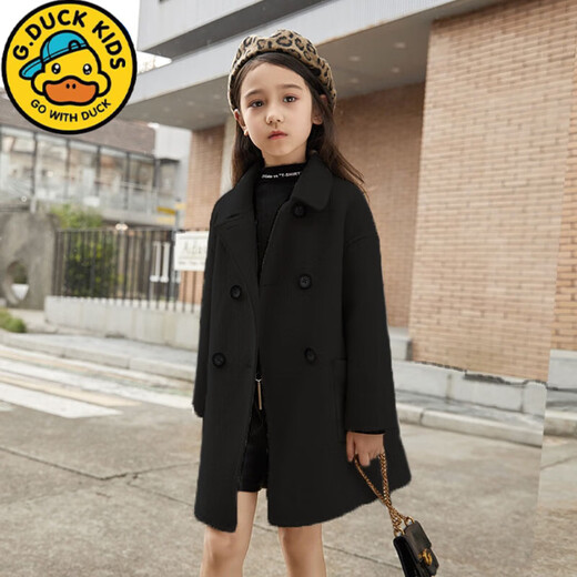 G.DUCKKIDS high-end double-sided cashmere coat for girls 2025 autumn and winter new style children's woolen woolen woolen coat for older children off-white 150 cm