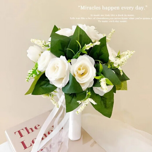 [New recommendation] Retro champagne brown bridesmaids wedding bouquets wedding travel photography simulation Three lives Three lives White + Champagne Peony bouquets