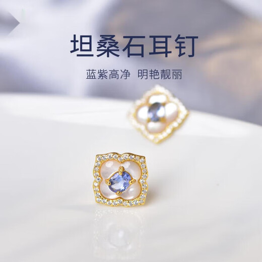 Chishe Tanzanite Earrings Women's s925 Silver National Trendy Earrings Niche Design Autumn and Winter Earrings New Chinese Style Earrings Style 1 S925 Silver Tanzanite Earrings