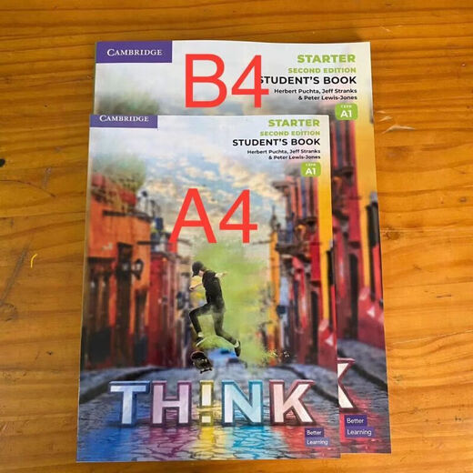 B4大字版新版think第二版剑桥少儿英语Starter12345级道林纸 非点 非点读护眼道林纸教材练习册2本 B4大字版1级