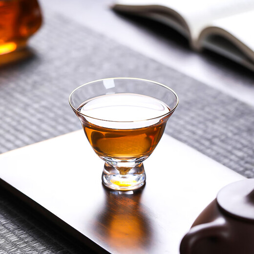 元青佳盛玻璃茶杯功夫茶具个人杯家用功夫茶具金箔品茗杯 684金箔高足杯