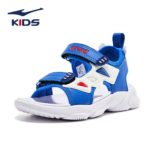 Hongxingerke (ERKE) children's shoes neutral children's sandals children's color spliced ​​leak-toed sandals white/interstellar blue 31