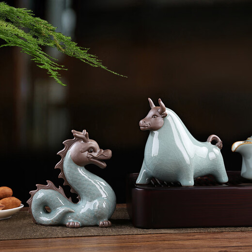 Leipin Geyao tea pet ornaments. Open the piece to raise the twelve zodiac signs. Handmade tea toy. Mini cute tea table creative ornaments. Geyao twelve zodiac tea pets - dragon.