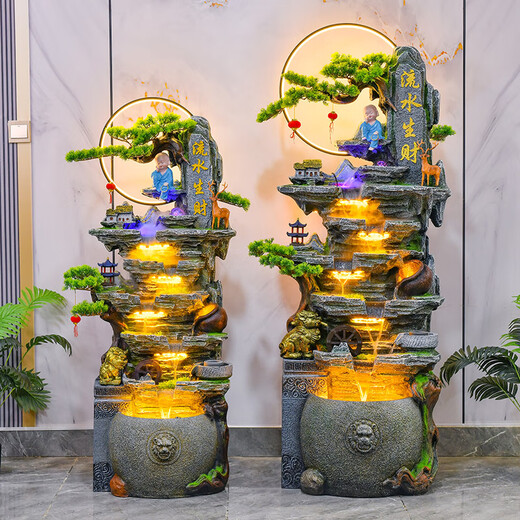 流水生财摆件客厅自动循环假山水景观美容院装饰公司开业盆景 6625大号 高172CM