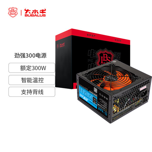 大水牛（BUBALUS）额定300W 劲强300台式电脑电源（12CM风扇/宽幅/智能温控/低待机功耗/支持背线）