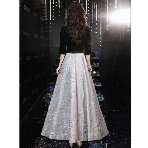 
Seidler black evening dress for women 2025 new banquet temperament noble and light luxury niche annual meeting host black mid-length L (recommended 106-115Jin [Jin equals 0.5 kg])
