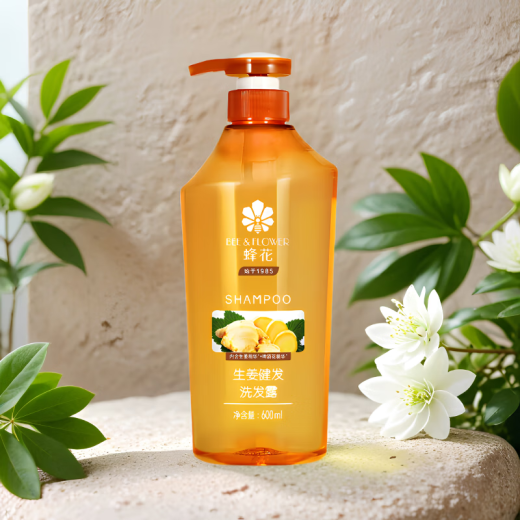 El champú sin silicona de la flor de abeja mejora el frizz y el cabello sano de jengibre esponjoso 600ml*1 botella