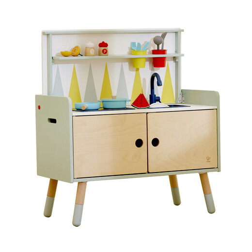 Hape play house toys Children's kitchen picture book shelf sofa chair storage cabinet furniture two-in-one gift for boys and girls Transform into the kitchen 3-8Y