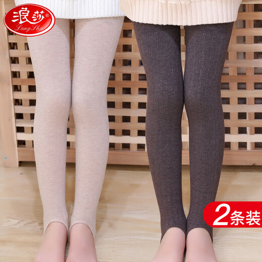 LangSha (LangSha) Children's Autumn and Winter Style Thin Wear Pantyhose Girls Plus Fleece Thick Leggings Medium Large Children's Warm Stand-Up Treaded Foots New Product 1 Pc Coffee [682 Twist Thin Wearing Fleece Style] Large Size Recommended Height 123-140CM