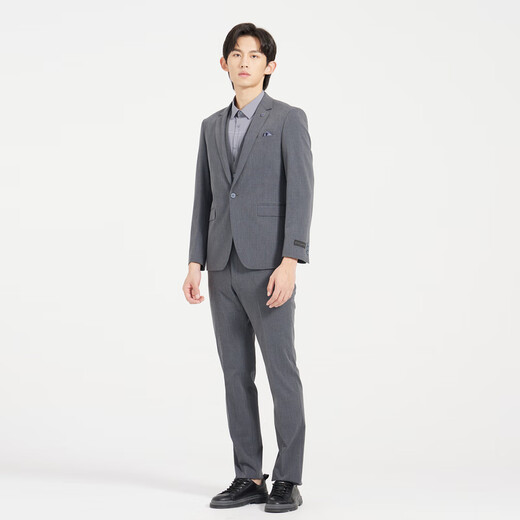 Lilang Light Fashion Men's TR Dark Plaid New Suit Suit Men's Youth Business Commuting Suit Three-piece Set Blue Gray 165A