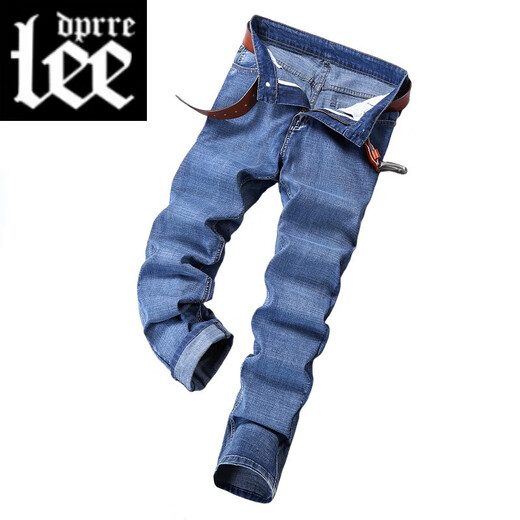Lee Dprre Jeans Men Summer delgado y recto Pantalones informales de los hombres Versátiles Versátiles de luz Versátiles XJ-866 Azul 34 Circunferencia de cintura 2 pies 7