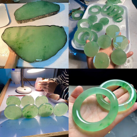 缅甸天然翡翠原石毛料手镯料散珠子料冰种飘花阳绿紫罗兰玉石手镯 正品缅甸翡翠玉石原料 无玉包赔