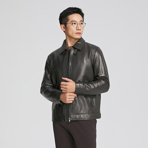 YOUNGOR Leather Clothes Men's Autumn and Winter Middle-aged and Young People's Inner Boundary Warm Leather Clothes Goatskin Soft and Comfort Shopping Mall The same style black YPCB415482AFA XL 180/100A