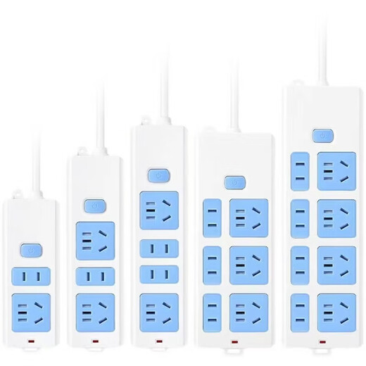Bull (BULL) same style pure copper socket with wire plug-in multi-function plug-in board independent switch plug-in board wiring board blue and white 7 holes main switch/with 2 meters of wire 2500W