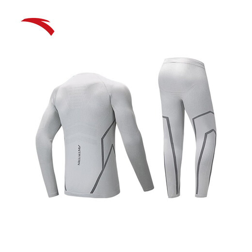 ANTA Ski Quick-Drying Sports Suit Men's and Women's Spring Outdoor Mountaineering Tight Thermal Underwear Training Bottoming Shirt Men's Ice Blue Gray/Basic Black-1 L