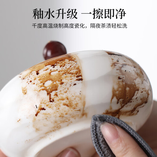 Shangyanfang mutton-fat jade porcelain Kung Fu tea set complete set of high-end home and office ceramic tea tray tea making tools and supplies 3 8-cup drinking version ink set