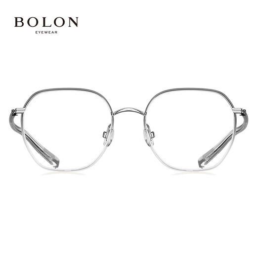 
BOLON Tyrannosaurus glasses myopia glasses frame polygonal large frame retro casual optical frame for men and women BJ6173 B19 Silver-transparent gray progressive frame Recommended l-optical visual HD film 1.60 (within 600 degrees)