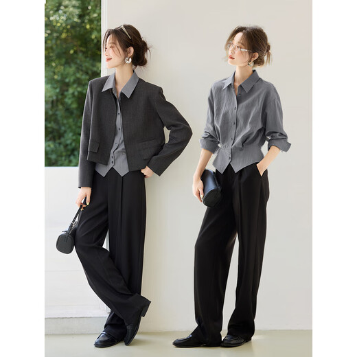 Mohan Yimei French women's shirt tops commuting shirt 25 autumn high-end hot style waist-cut workplace women's clothing