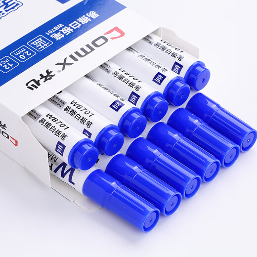 Comix (Comix) Couleur lumineuse facile à polonais Meeting Whiteboard Pen 12 Packs Blue WB701