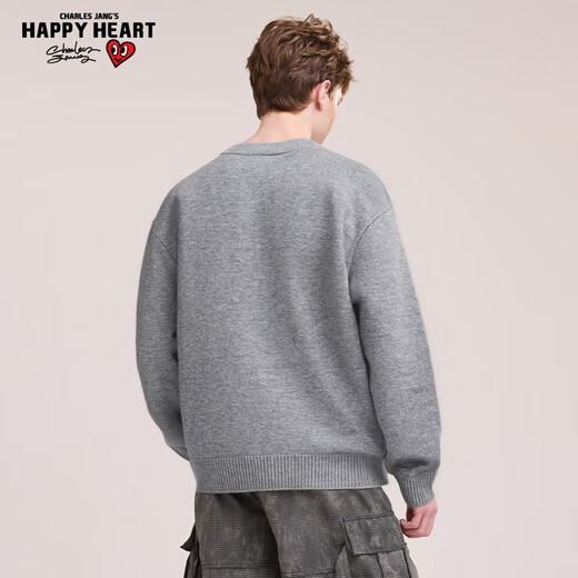 Charles Heart Japanese Cardigan Button Sweater for Men and Women Autumn and Winter Puppy Embroidered Sweater Couple Tops Dark Gray XL