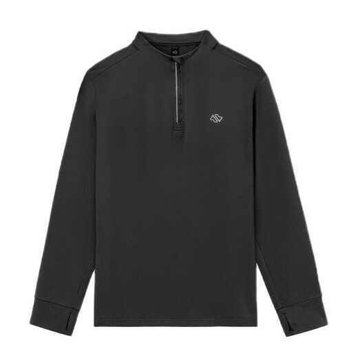 Made in Tokyo, sports long-sleeved T-shirt for men, outdoor, velvet, warm base, heating, perspiration, running and fitness, black XXL