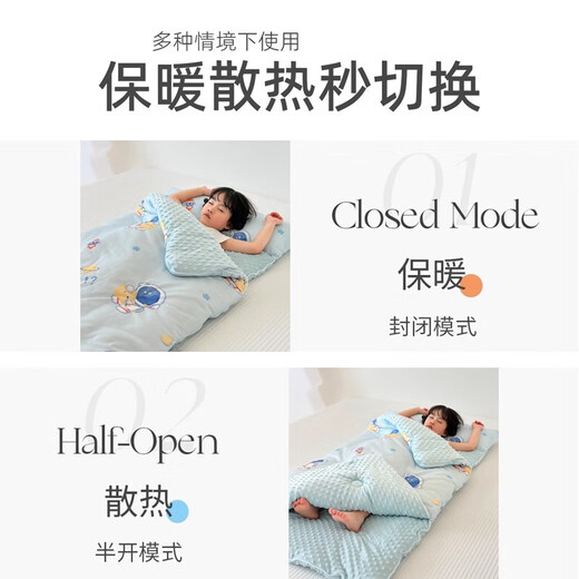 Yalu Children's Anti-Kick Quilt Spring and Autumn Quilt Autumn and Winter Sleeping Bag Baby Anti-Kick Quilt Dual-Purpose Artifact for Middle and Large Children Suitable for All Seasons Bula Paradise Cotton + Bean Velvet 100*150 + Pillow Core 30*75 Winter Style 6Jin Jin is equal to 0.5kg