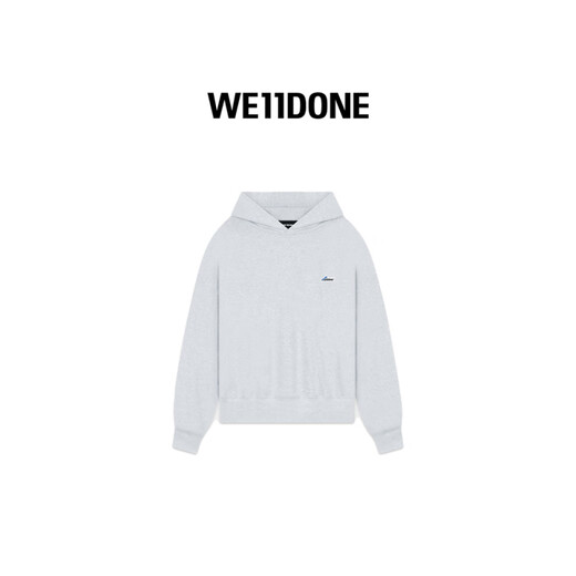 WE11DONE男女同款刺绣LOGO徽章连帽卫衣 粉色 L