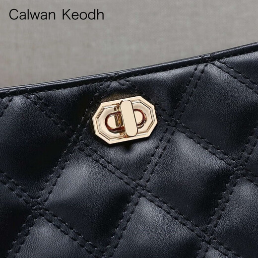 CALWAN KEODH bag women's bag new leather chain crossbody bag large capacity light luxury high-end birthday and New Year gift for girlfriend black brand fashion versatile rhombus bag