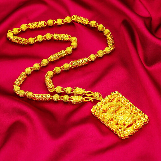 Reza Lao Phoenix 999 Bengal red gold jewelry gold dragon brand necklace ethnic style domineering imitation golden Guanyin Buddha pendant boutique dragon brand plus dragon head necklace Lao Fengxiang quality