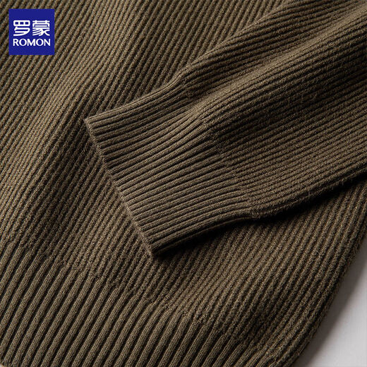 Romon Retro Henley Shirt Vertical Knitted Texture Sweater Men's Slim Business Knitted Sweater Men's T-Shirt Long Sleeve Men