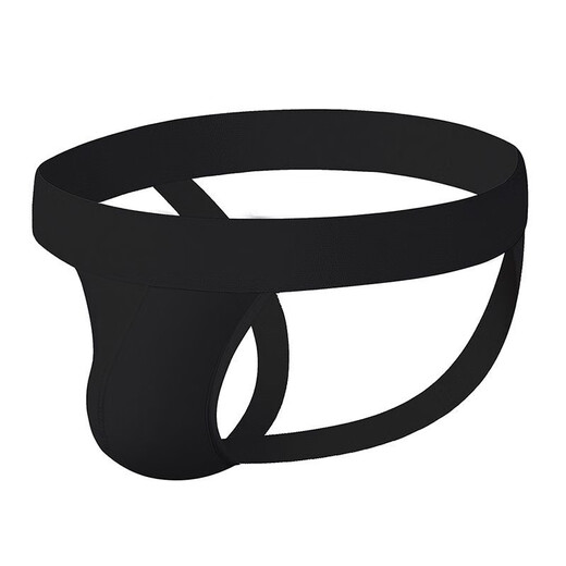 Muscular men's body-shaping thong underwear, sexy back empty buttocks exposed double thong underwear, U-shaped pouch, bulging sports underwear, black M